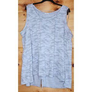 JUNE & DELANEY Lt. Grey Camouflage Tank Top 2X Button Back